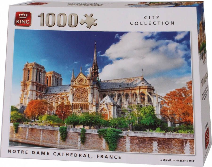 King Puzzel 1000 Stukjes (68 x 49 cm) Notre Dame Parijs Legpuzzel Gebouwen Volwassenen