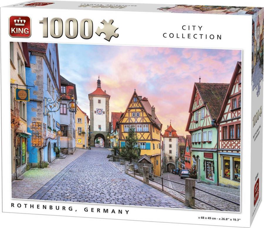 King Puzzel 1000 Stukjes (68 x 49 cm) Rothenburg Legpuzzel Duitsland Volwassenen