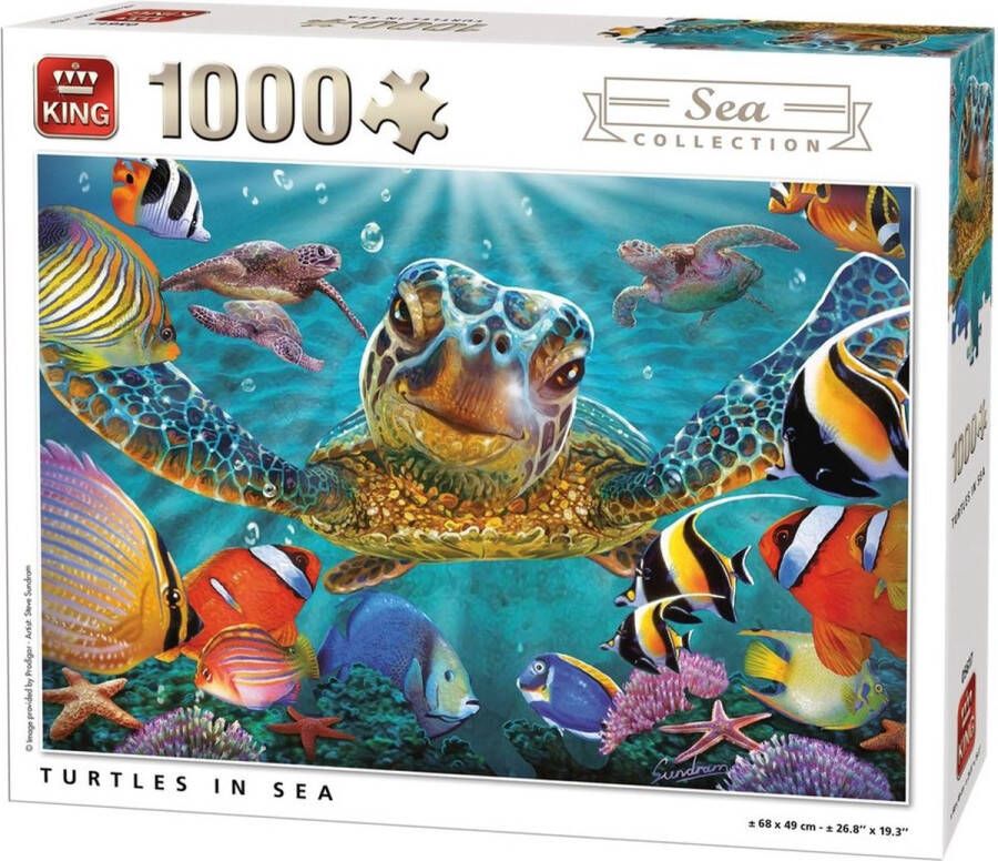 King Puzzel 1000 Stukjes (68 x 49 cm) Schildpad Legpuzzel Dieren