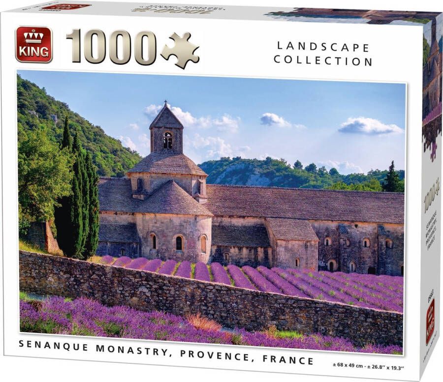 King Puzzel 1000 Stukjes (68 x 49 cm) Senanque Monastry Legpuzzel Frans Landschap Volwassenen