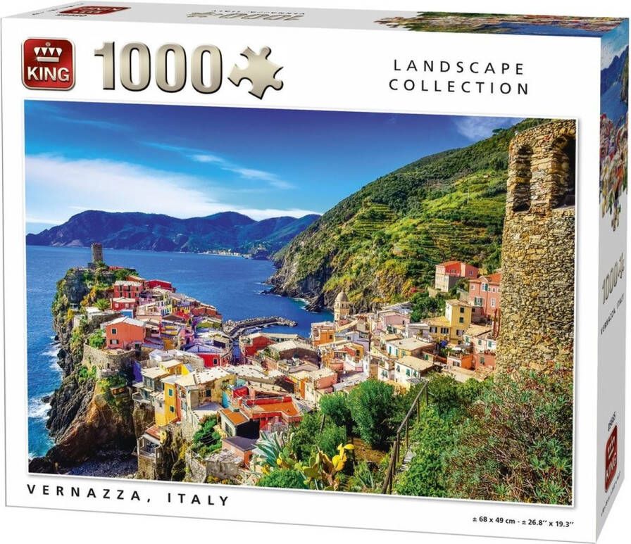 King Puzzel 1000 Stukjes (68 x 49 cm) Vernazza Italie Legpuzzel Landschap Volwassenen