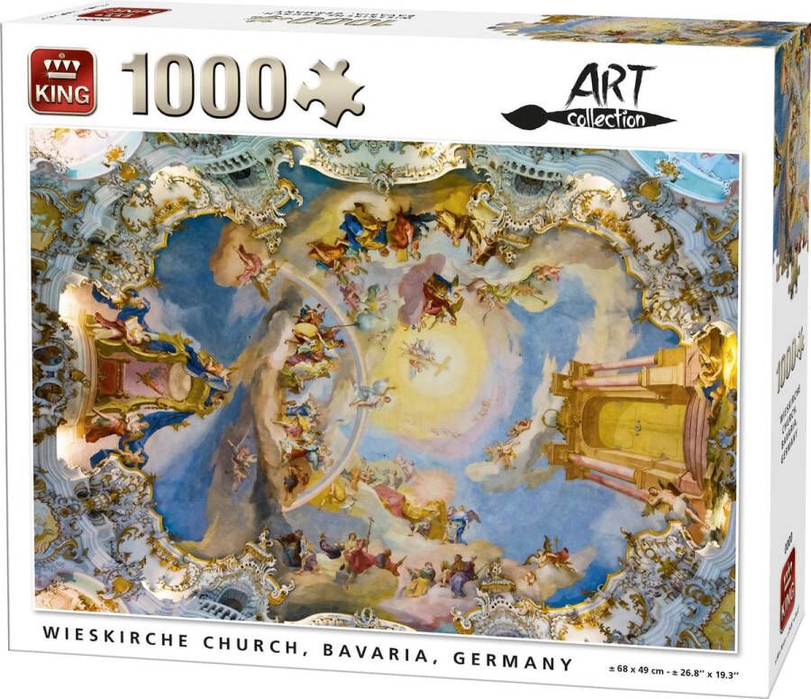 King Puzzel 1000 Stukjes (68 x 49 cm) Wieskirche Duitsland Legpuzzel Art Collection