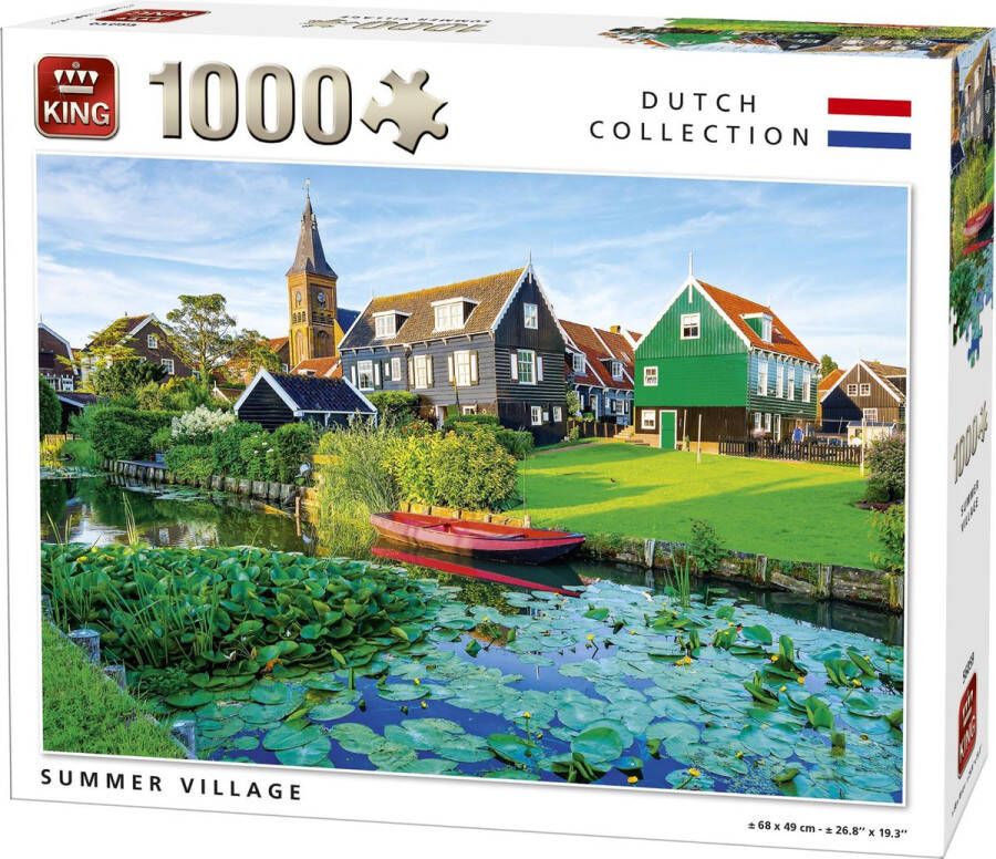 King Puzzel 1000 Stukjes (68 x 49 cm) Zomers Dorpje in Nederland Legpuzzel Holland