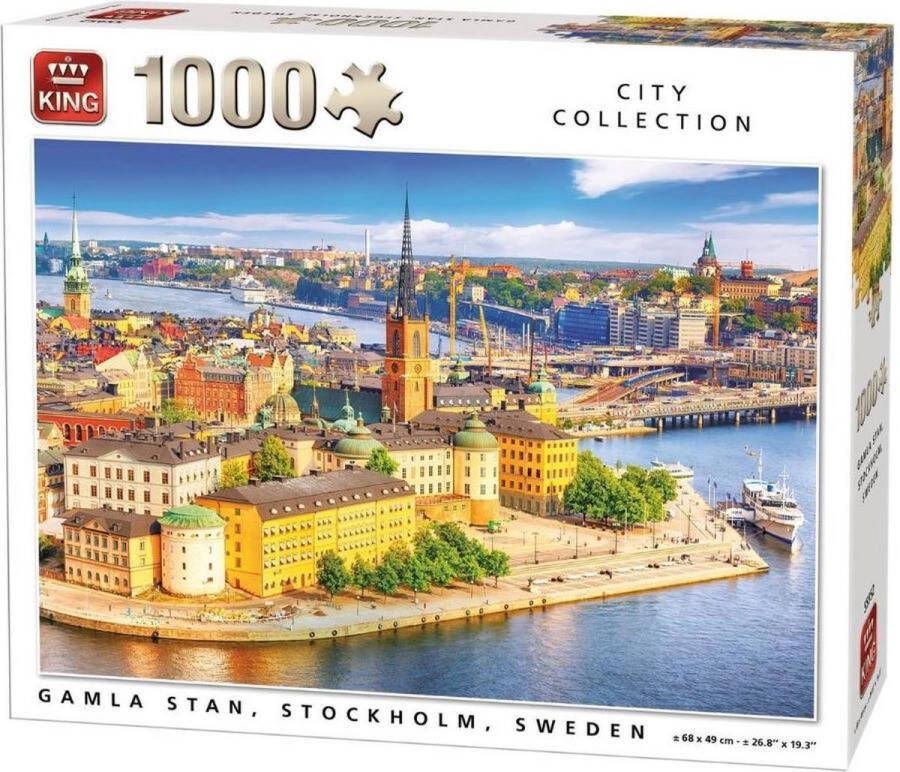 King Puzzel 1000 Stukjes Gamla Stan Stockholm Legpuzzel (68 x 49 cm) Scandinavië Nieuw
