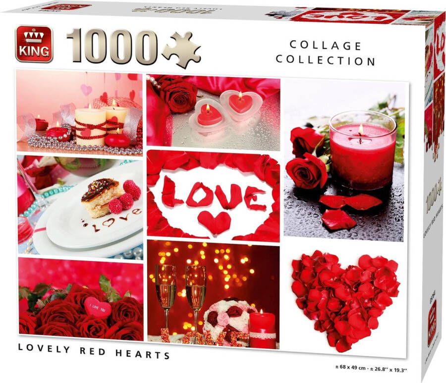 King Puzzel 1000 Stukjes LOVELY RED HEARTS