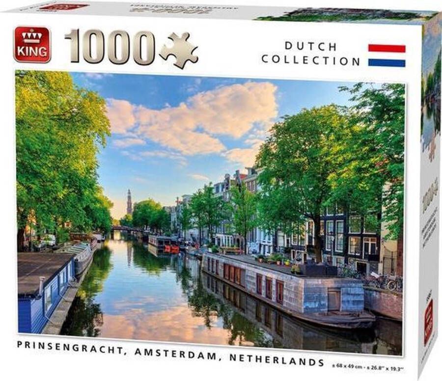King Puzzel 1000 Stukjes PRINSENGRACHT CANAL AMSTERDAM NETHERLANDS 1000 stukjes Volwassenen