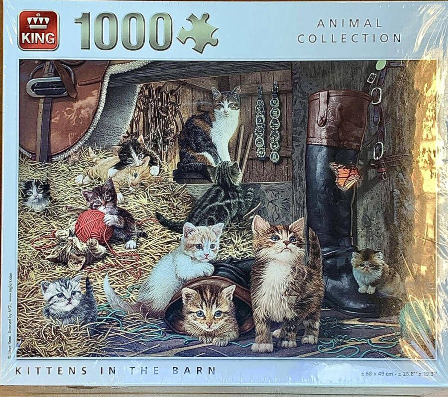 King Puzzel 1000 stukjes Puzzel volwassenen Katten puzzel 68x49 cm