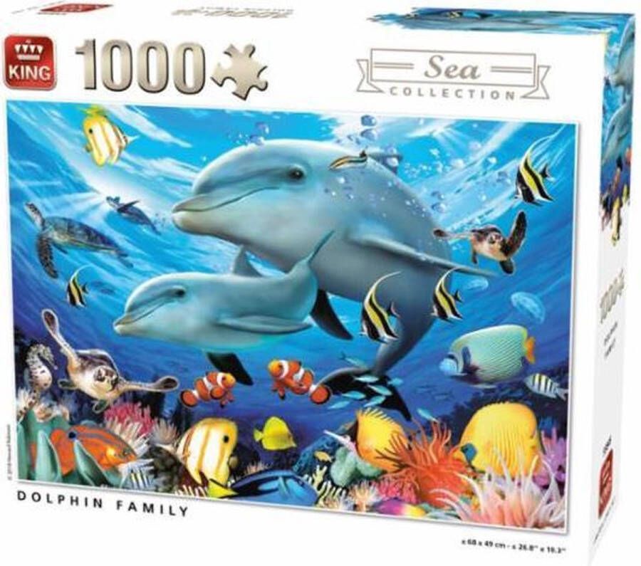 King puzzel 1000 stukjes sea collection Dolphin family