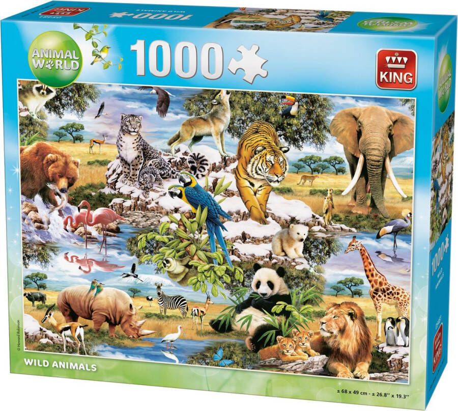 King Puzzel 1000 Stukjes Volwassenen Legpuzzel puzzel Wilde dieren 68x49cm