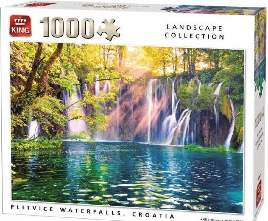 King Puzzel 1000 stuks Plitvice Waterfalls Croatia | Plitvice watervallen Kroatie Landscape Collection (68 x 49 cm)