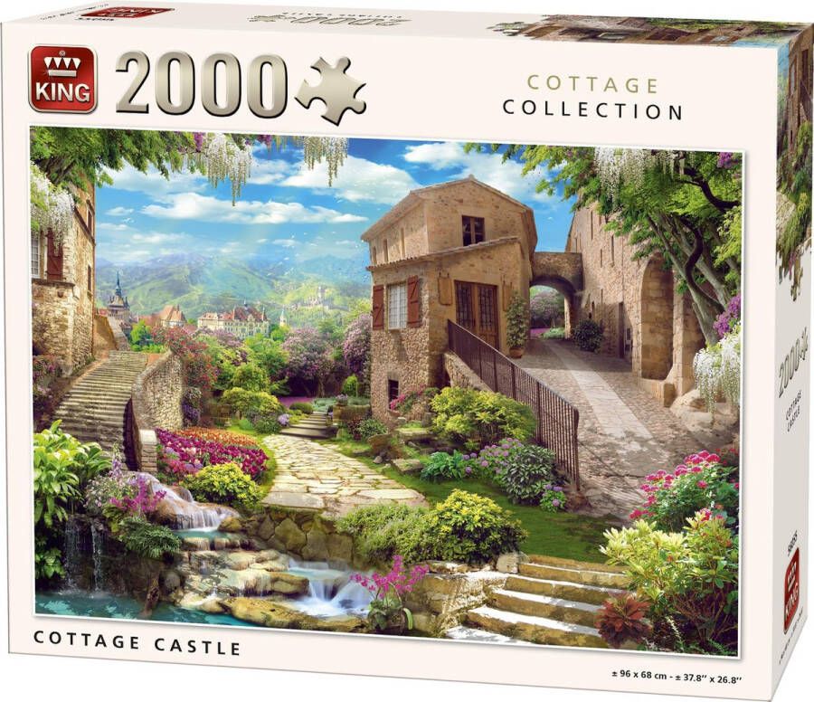 King Puzzel 2000 Stukjes (96 x 68 cm) Cottage Castle Legpuzzel Landschap