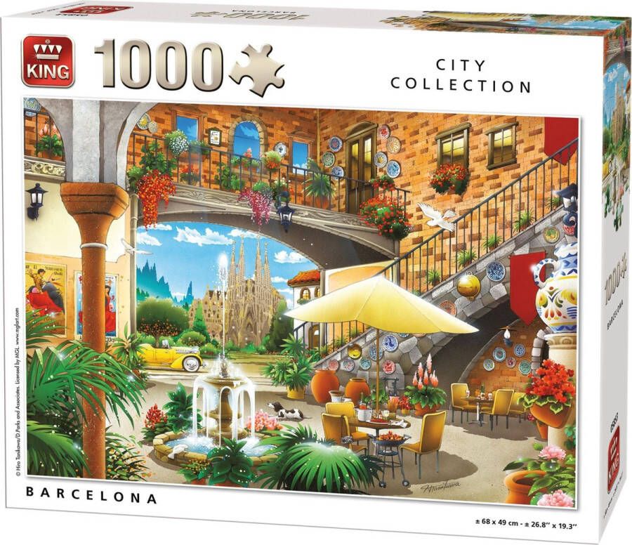 King Puzzel Barcelona- 1000 stukjes Voor Volwassenen 48 x 68 Cm