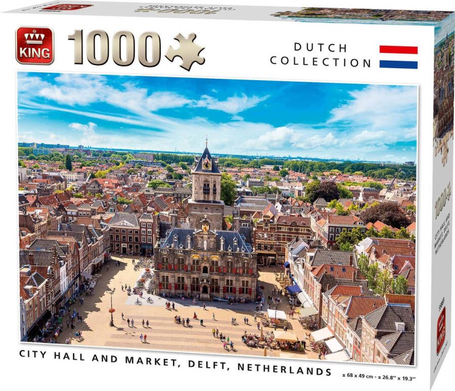 King Puzzel DELFT 1000 Stukjes CITY HALL AND MARKET DELFT NETHERLANDS