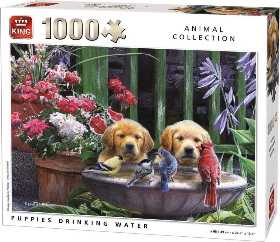 King Puzzel Dieren Hondjes drinken water- Puppies Drin Water 1000 Stuks