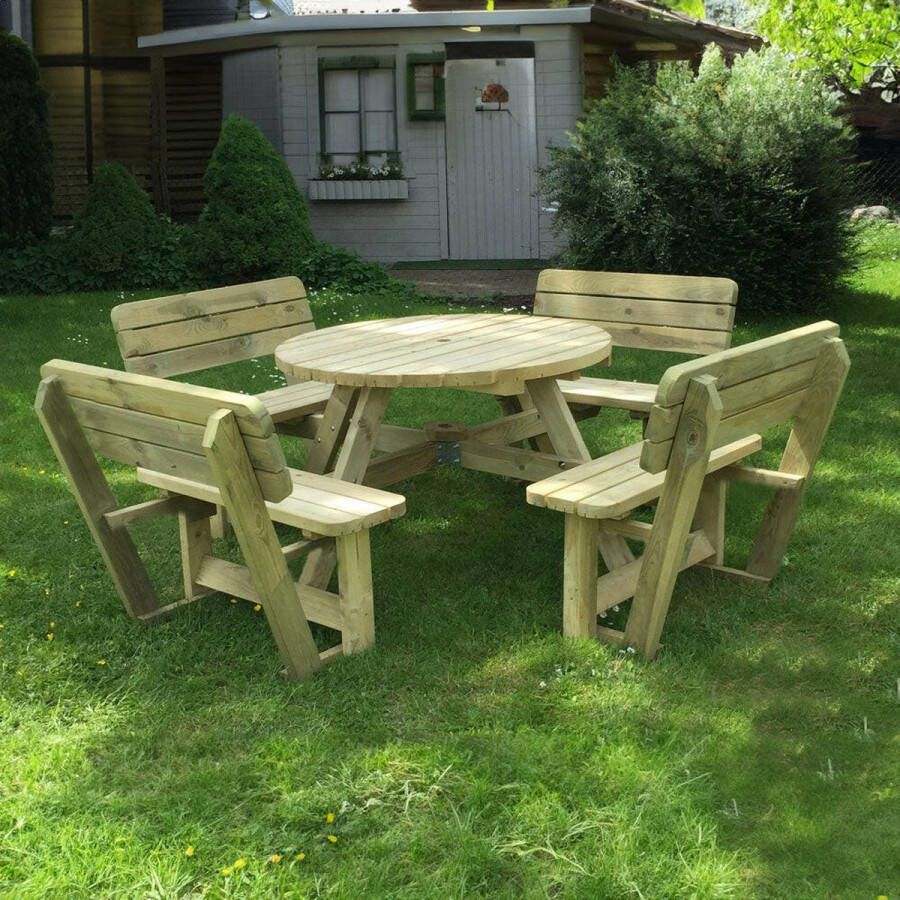 KING Ronde picknicktafel met rugleuningen (265 x 265 cm)