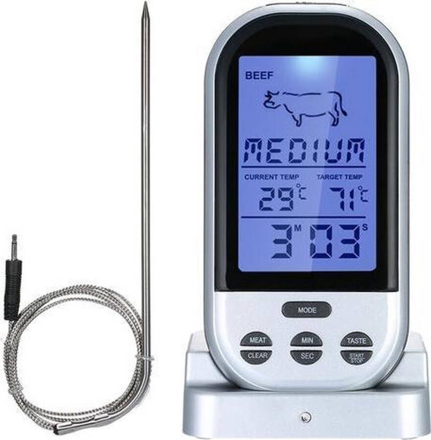 King thermo Wireless Vlees Thermometer Digitaal BBQ Thermometer Draadloos Kernthermometer Oventhermometer Barbecue Thermometer Ingestelde Temperaturen Vlees Rund Kip Vis Vleesthermometers Suikerthermometer – Kookthermometer Keukenthermometer