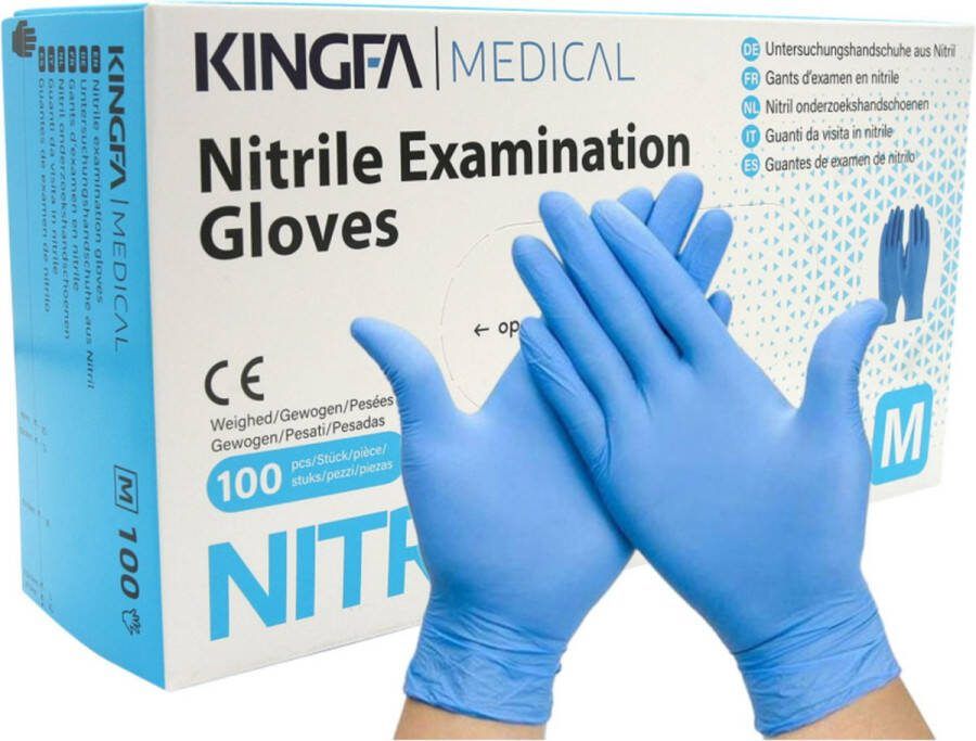 Kingfa Lyncmed Wegwerp handschoenen Kingfa Nitril handschoenen blauw maat M Poedervrij 100 stuks