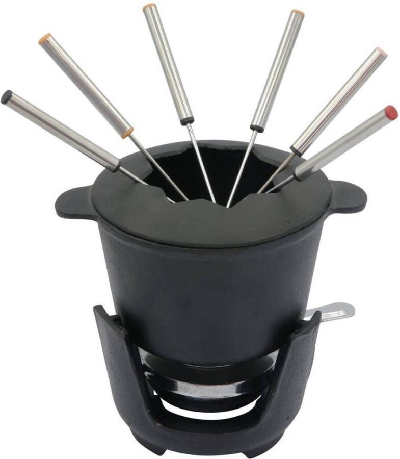 KINGHOFF Top Choice Gietijzeren fondue set met vorken 6 persoons 17 x 10 cm