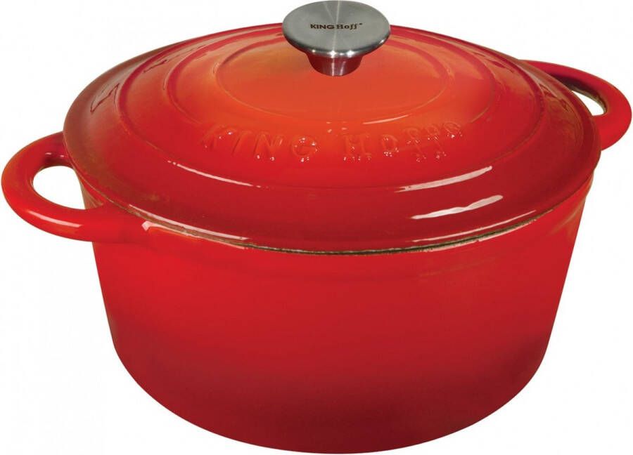 KINGHOFF 1529 gietijzeren braadpan Ø24 cm 4L rood- emaille