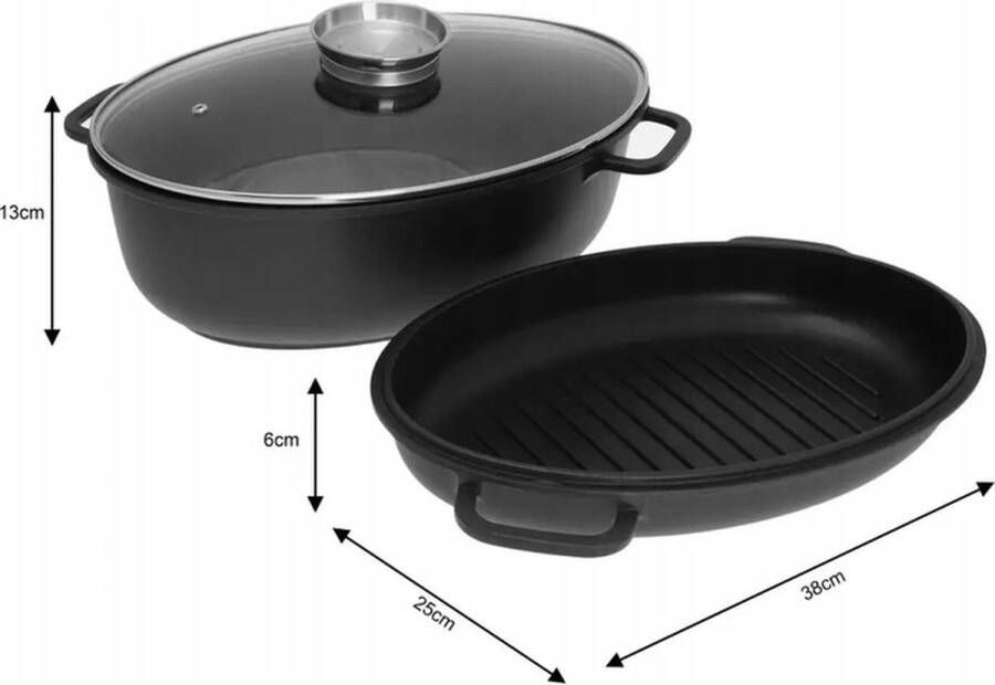 KINGHOFF 3949 2 in 1 braadpan 38 x 25 cm