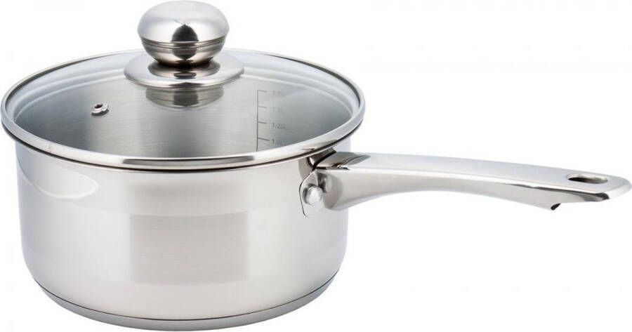 KINGHOFF 4324 Steelpan met deksel 18 cm 2.1 liter