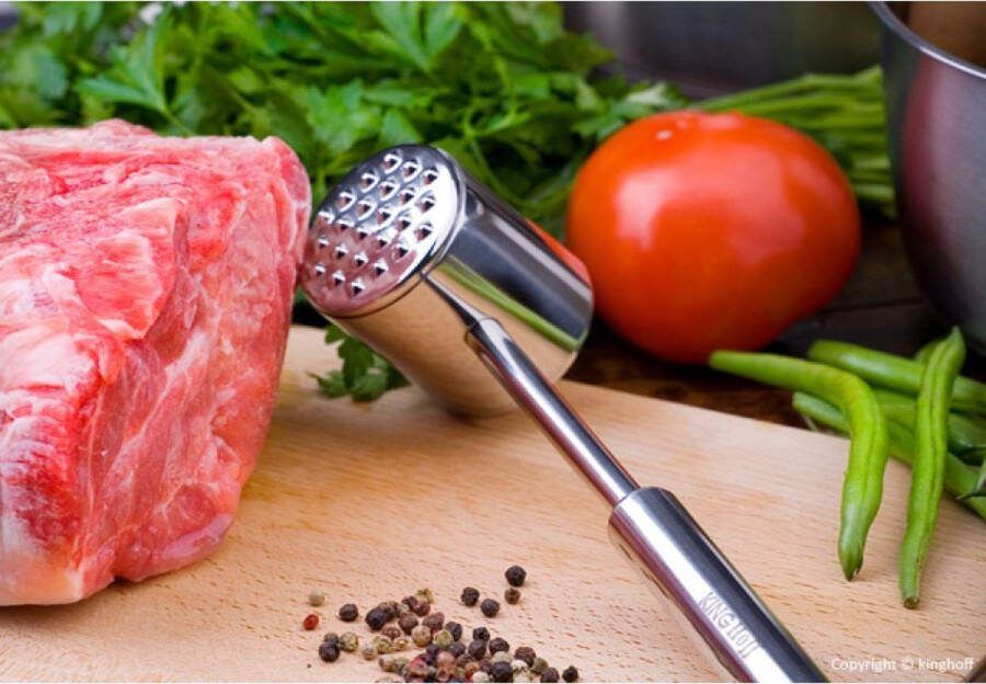 KINGHOFF Premium Vleeshamer Vermalser Tenderizer Professioneel Dubbelzijdig RVS