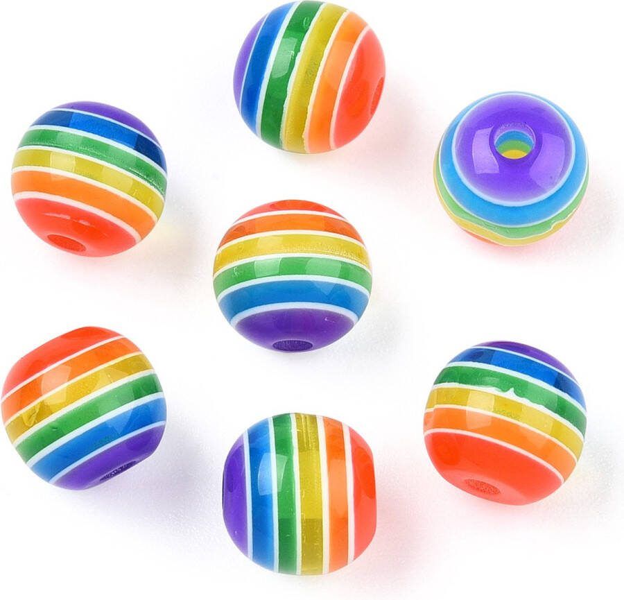 Kingsley-hobby.com Acryl resin kralen rond 8mm in schitterende regenboogkleuren. Per 250 stuks