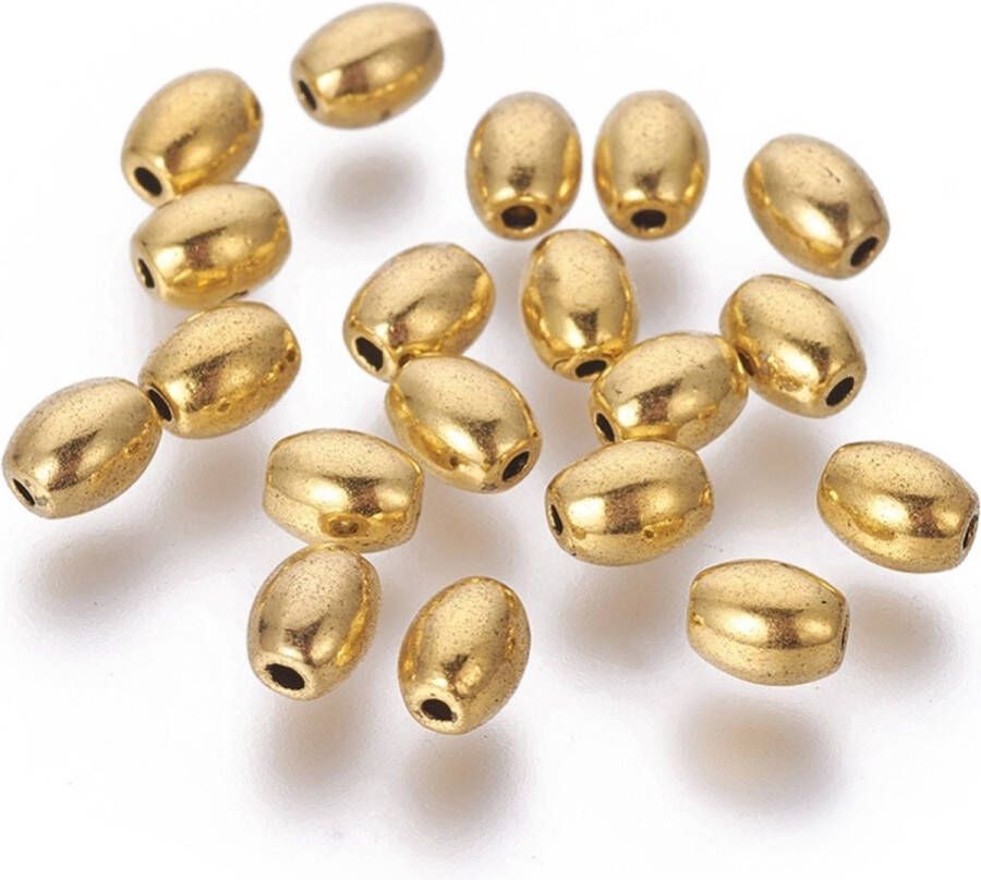 Kingsley-hobby.com Metalen spacer kralen ovaal 5x4mm goud. Verkocht per 200 stuks