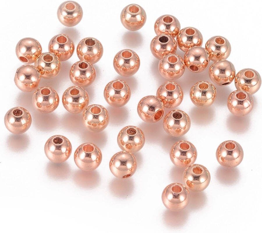 Kingsley-hobby.com Metalen spacer kralen rond 3mm rose goudplated rijggat 1mm. Per 250 stuks
