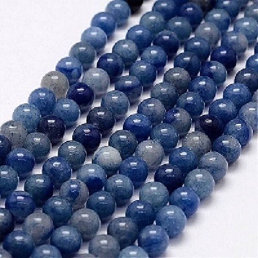 Kingsley-hobby.com Natuurstenen kralen blauw Aventurine ronde kralen van 6mm. Verkocht per streng van ca. 38cm