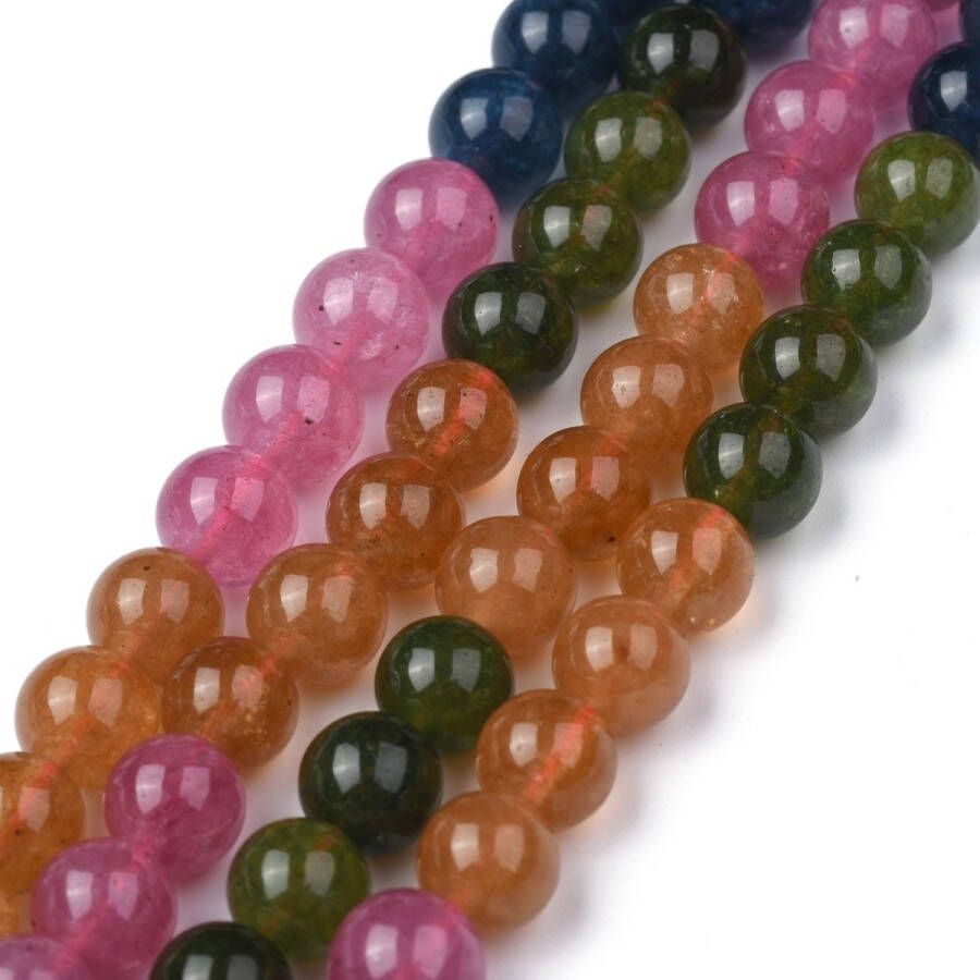 Kingsley-hobby.com Natuurstenen kralen Kwarts in tourmalijn kleuren ronde kralen van 8mm rijggat 1mm. Per snoer van ca. 38 5cm