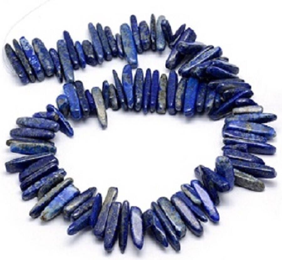 Kingsley-hobby.com Natuurstenen kralen Lapis Lazuli (natuurlijk) langwerpige XXL chipkralen van ca. 11x6 tot 30x8mm . Verkocht per snoer van ca. 40 cm