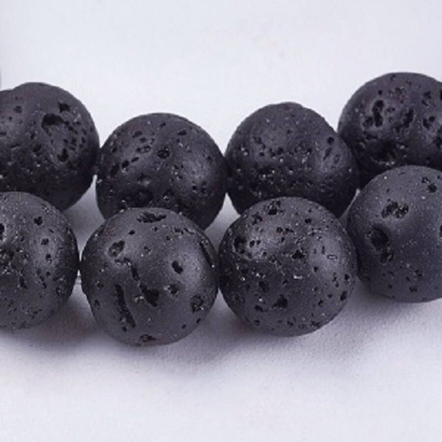 Kingsley-hobby.com Natuurstenen kralen Lavasteen zwart ronde kralen 12mm. Verkocht per snoer van ca. 38cm