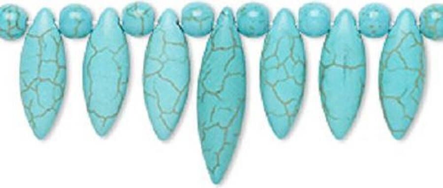 Kingsley-hobby.com Natuurstenen kralen Magnesiet 15-delig center-piece in de kleur turquoise bestaande uit 7 marquise kralen en 8 ronde kralen