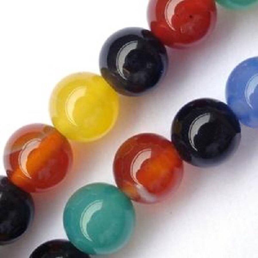 Kingsley-hobby.com Natuurstenen kralen Multi-Agaat ronde kralen van 8mm. Per snoer van ca. 38cm