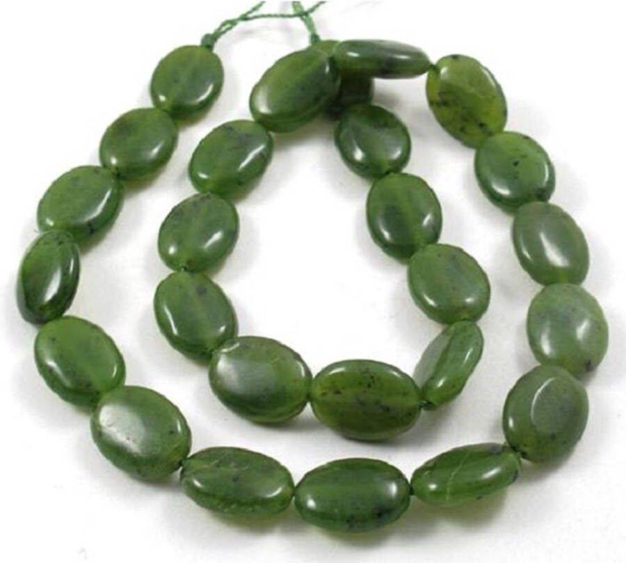 Kingsley-hobby.com Natuurstenen kralen Nephrite Jade ovale kralen van 14x10mm per snoer van ca. 40cm