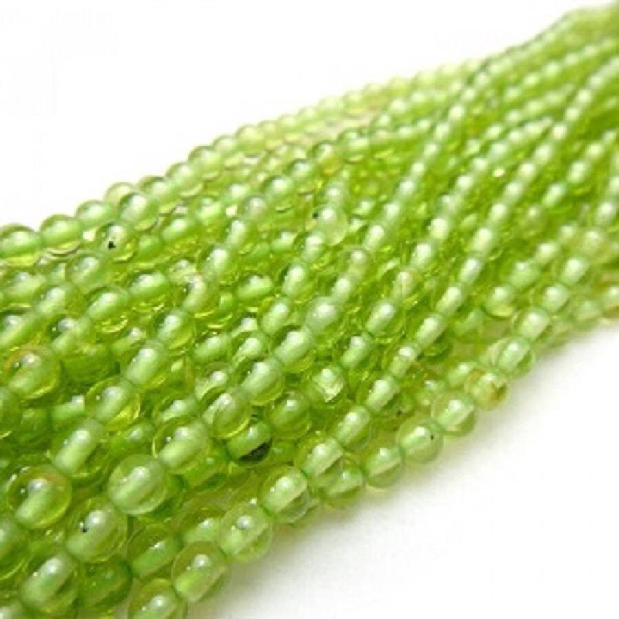 Kingsley-hobby.com Natuurstenen kralen Peridot ronde kralen van 2mm. Verkocht per streng van ca. 38cm