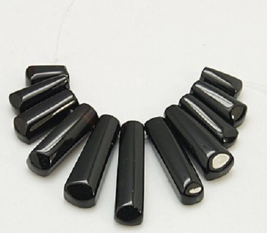 Kingsley-hobby.com Natuurstenen kralen Zwart agaat focal XL waaier bestaand uit 11 onderdelen