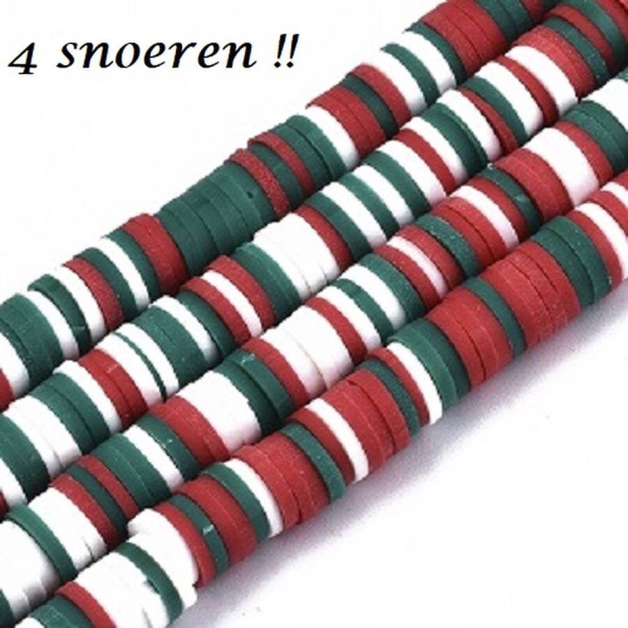 Kingsley-hobby.com Polymeer klei plat-ronde heishi kralen 6x1mm rijggat 1 6mm Kersttinten. Per 4 snoeren van ca. 45cm = 1 80m rijgplezier !!
