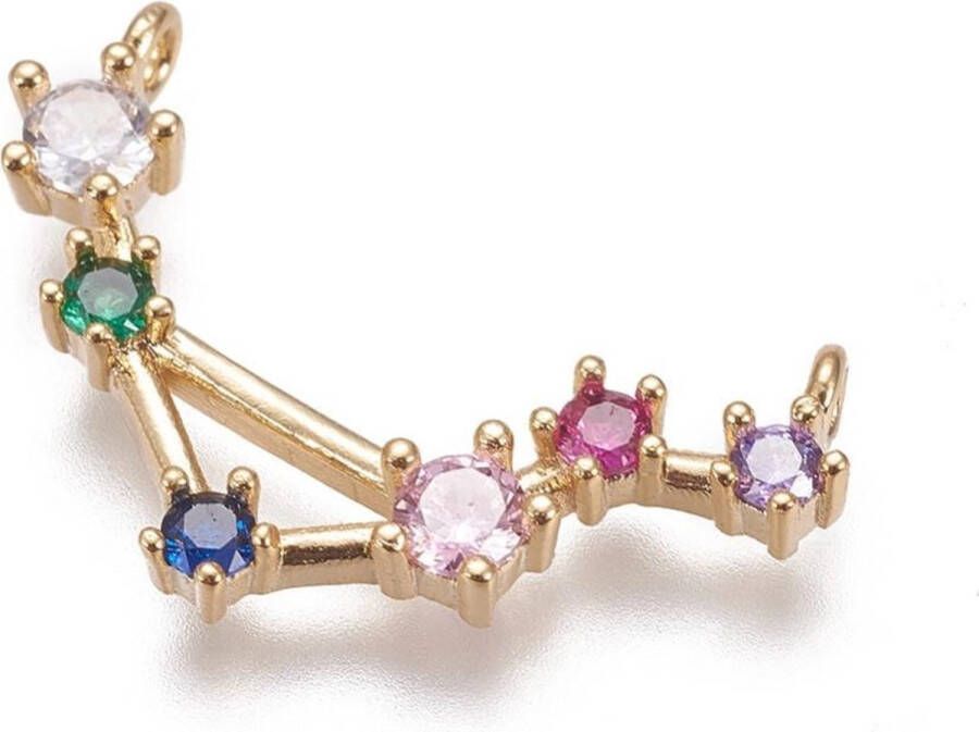 Kingsley-hobby.com Sterrenbeeld Weegschaal Libra tussenstuk (center-piece) voor sieraden goud met kleurige zirconia