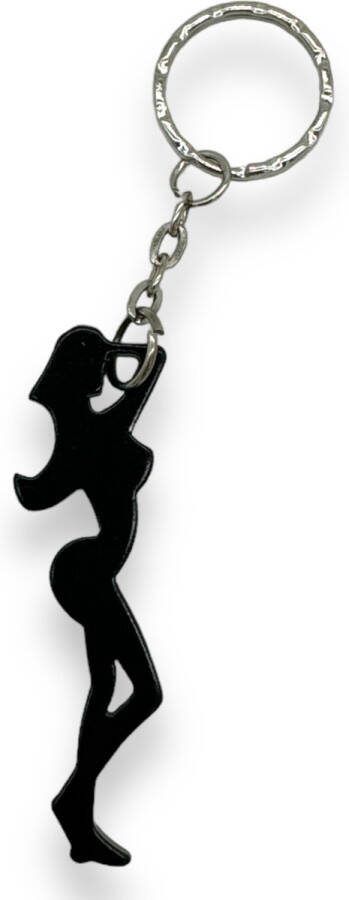 Kinky Pleasure Flesopener Sleutelhanger – Sexy Vrouwen Lichaam (Zwart)