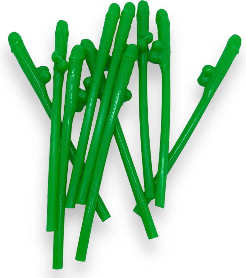 Kinky Pleasure Herbruikbare Piemel Rietjes Groen 10 Stuks 19cm