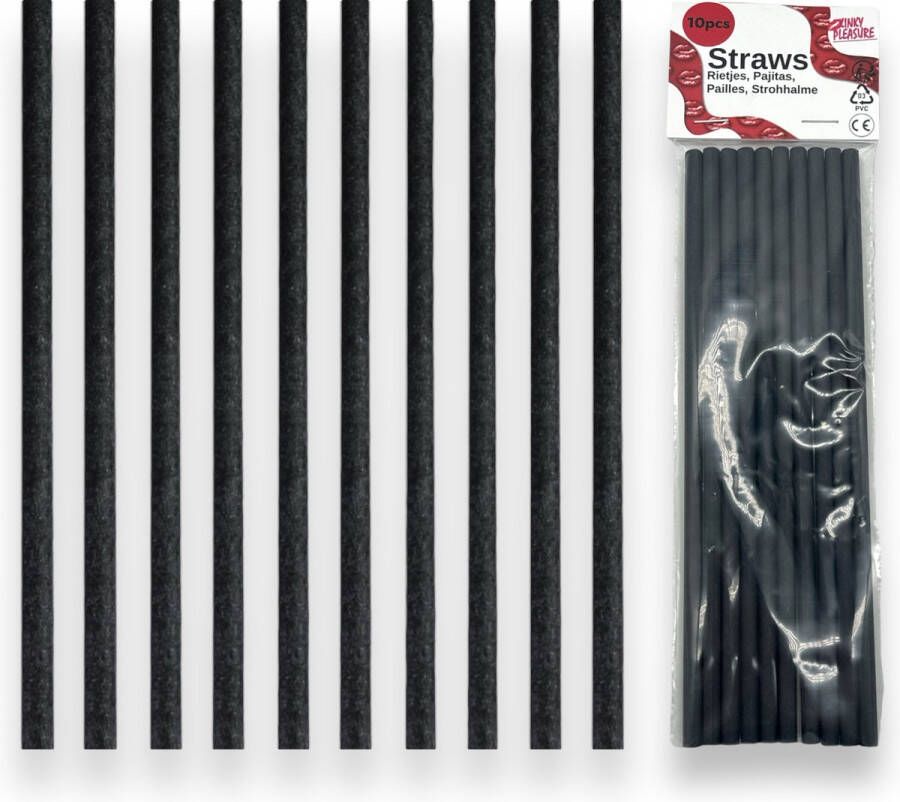 Kinky Pleasure Milieuvriendelijke Zwarte Papieren Rietjes Set van 10