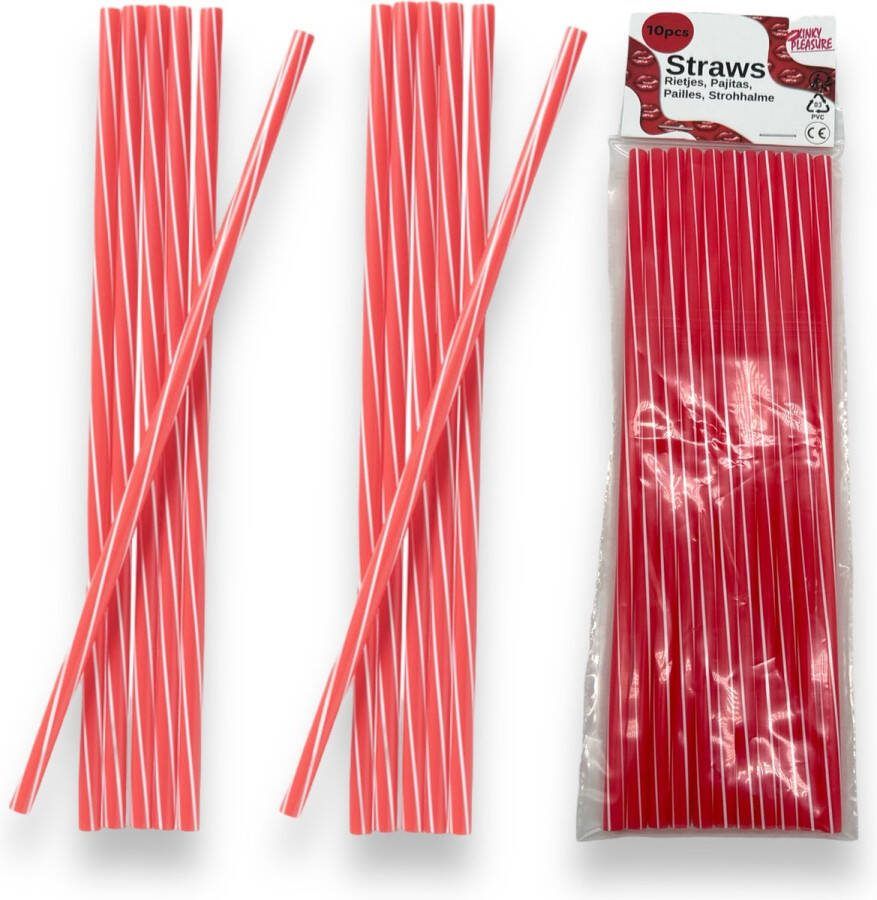 Kinky Pleasure Plastic Rietjes (Herbruikbaar) Rood 10 Pack