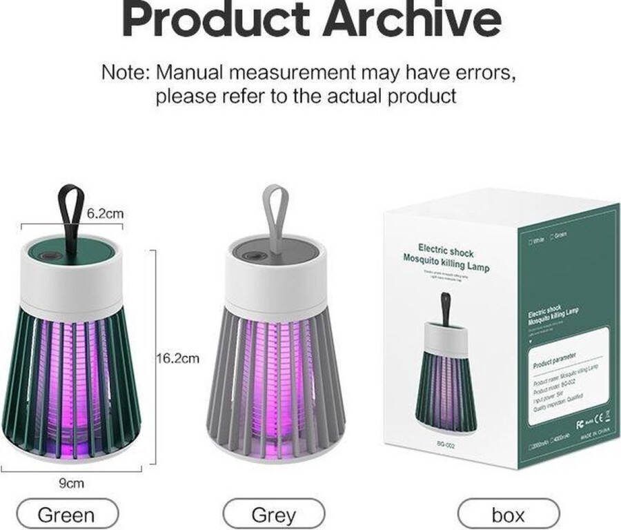 Kinscoter Antimuggen lamp Nieuwe Trend Mosquito Lamp Ongediertebestrijding Draagbare Elektrische Schok Oplaadbare Muggen Killer Lamp Outdoor Camping Muggen Lamp Krachtige Muggenzuiger Muggenlamp plus Stekker Grijs