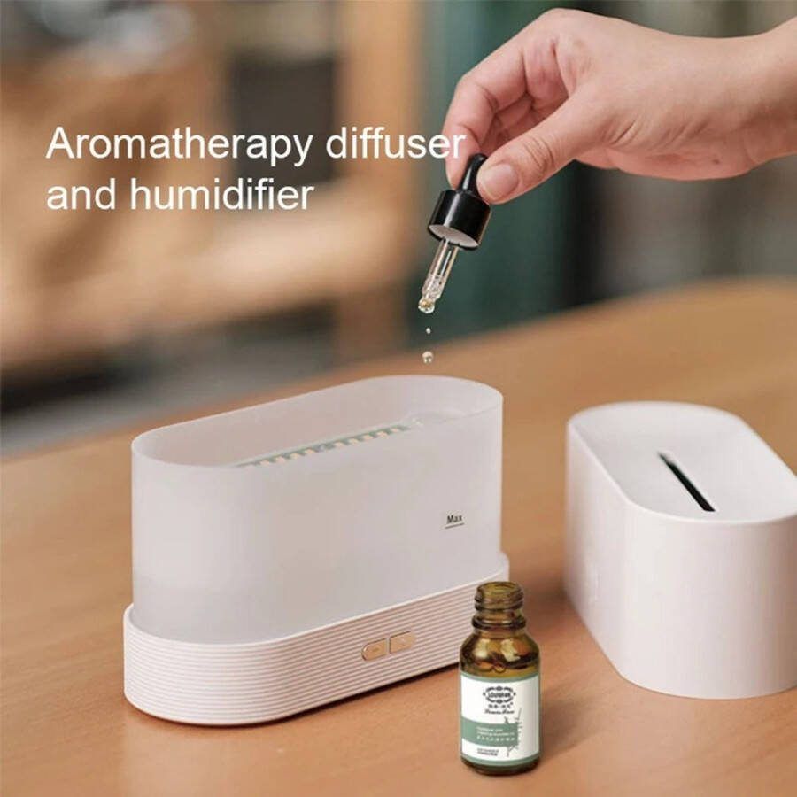 Kinscoter Aroma Therapie Diffuser Luchtbevochtiger Ultrasone Cool Mist Maker Led lampjes Etherische Olie Vlam Lamp Diffuser Geur Verspreider 180 ML 6 tot 9 Uurtjes