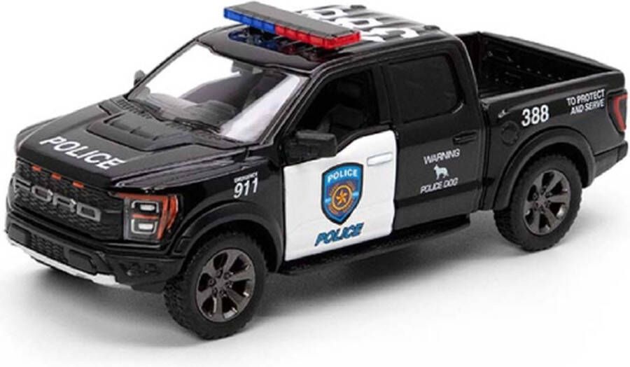 Kinsmart Ford F-150 Raptor Politie (Zwart) (12 cm) 1 36 {Modelauto Schaalmodel Miniatuurauto}