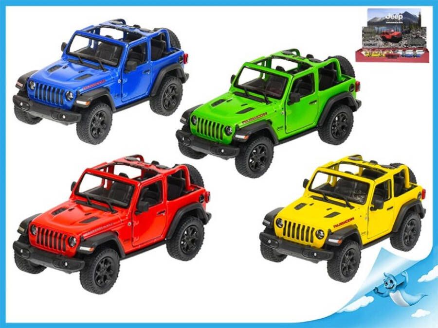 Kinsmart Jeep Wrangler auto miniatuur 12cm die cast pull back verkrijgbaar in vier kleuren verkoop per stuk 1:36