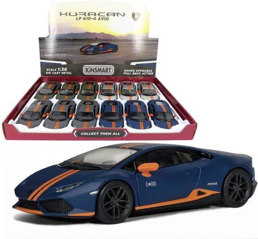 Kinsmart Lamborghini Huracán (12 cm) 1 36 Pull-back motor modelauto model auto schaalmodel schaal model verkoop per stuk verkrijgbaar in 4 kleuren