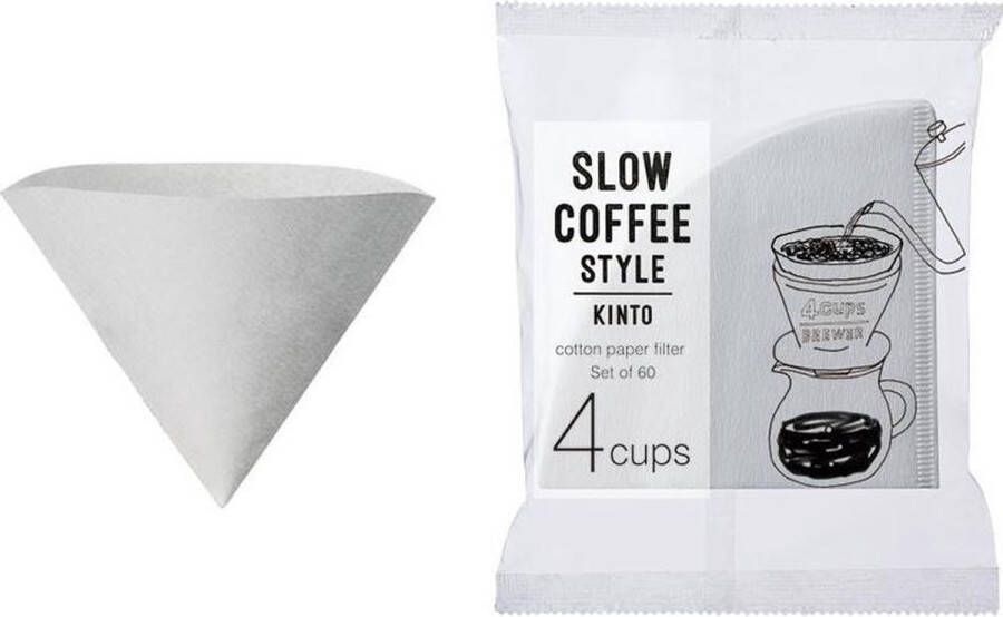 Kinto SCS-04-CP-60 katoenen papierfilter 60 stuks voor 4cups koffiefilter slow coffee